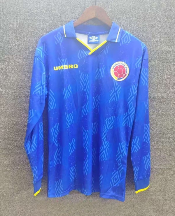 2014 Colombia Long Sleeve Retro Soccer Jersey