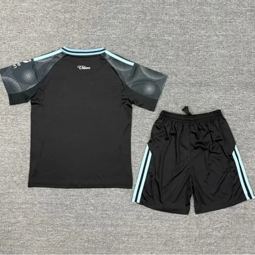 25-26 Aston Villa Away Kids Soccer Jersey   *带广告