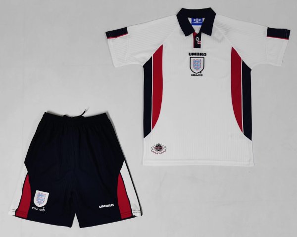 1998 England Home Retro Kids Soccer Jersey