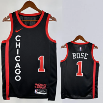 23-24 BULLS ROSE #1 Black City Edition Top Quality Hot Pressing NBA