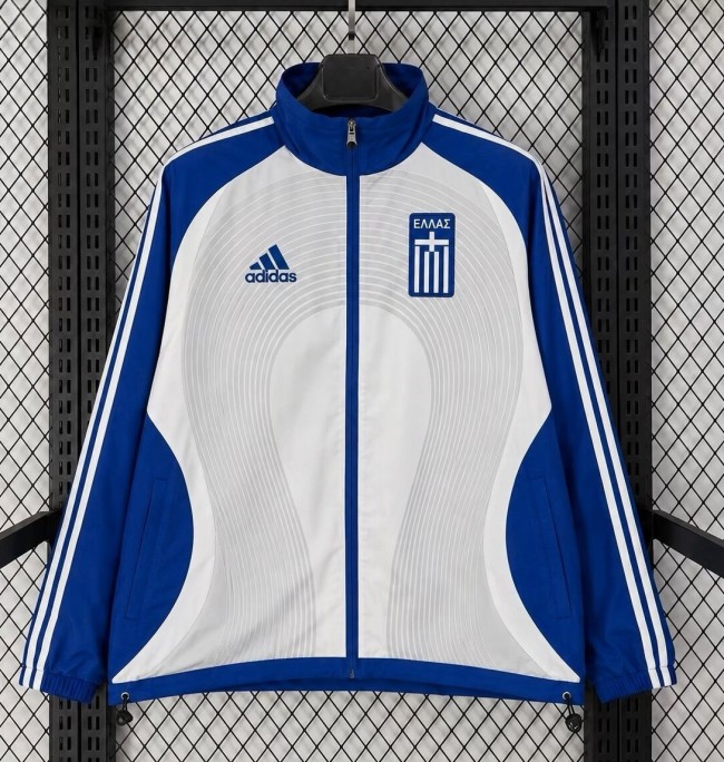 2026 Greece White Blue Retro Windbreaker