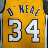 2000 LAKERS O‘NEAL #34 Yellow Retro Top Quality Hot Pressing NBA Jersey