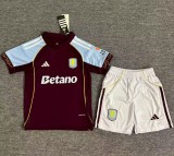 25-26 Aston Villa Home Kids Soccer Jersey