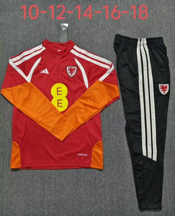 2026 Wales High Quality Kids Half Pull Tracksuit