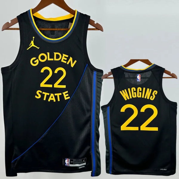 24-25 WARRIORS WIGGINS #22 Black Top Quality Hot Pressing NBA Jersey (Trapeze Edition) 飞人版
