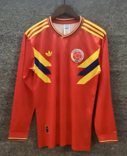 1990 Colombia Red Long Sleeve Retro Soccer Jersey