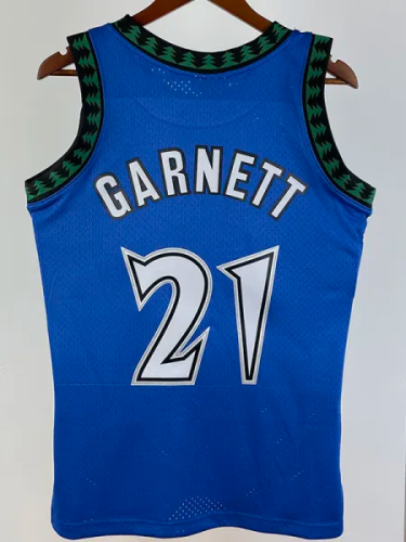 2003-04 Timberwolves GARNETT #21 Blue Retro Top Quality Hot Pressing NBA Jersey