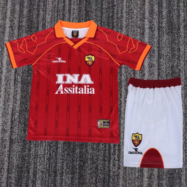 1999-2000 Roma Home Retro Kids Soccer Jersey