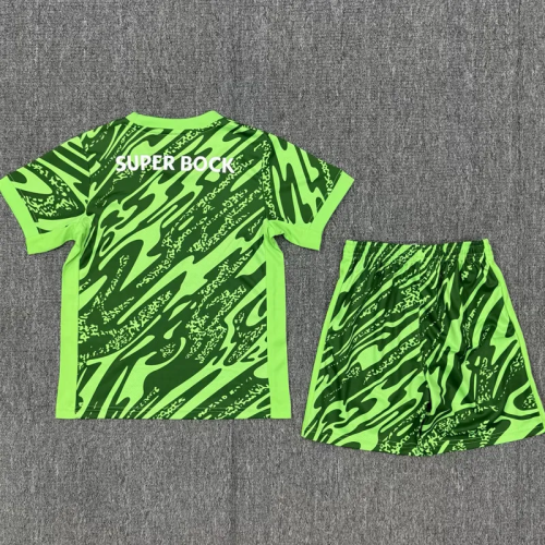 25-26 Sporting Lisbon Green Goalkeeper Kids Soccer Jersey