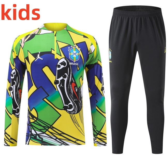 26-27 Brazil High Quality Kids Half Pull Tracksuit