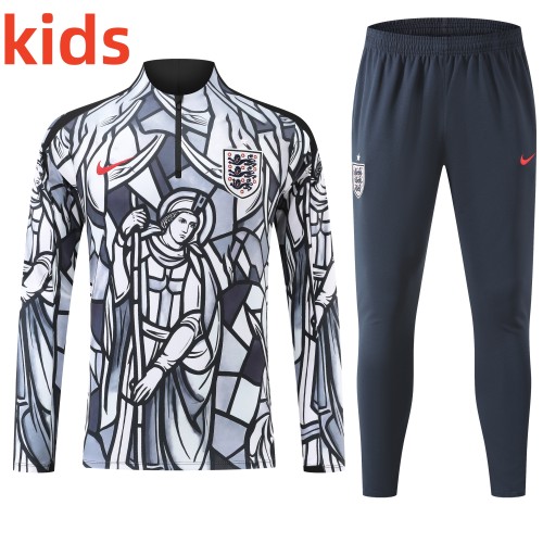 26-27 England High Quality Kids Half Pull Tracksuit