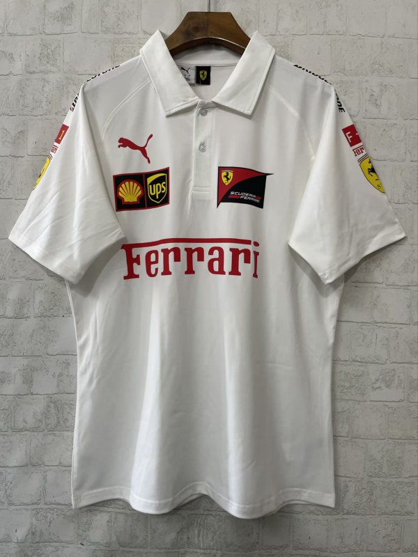 2025 F1 Ferrari New Pattern White Short Sleeve Racing Suit