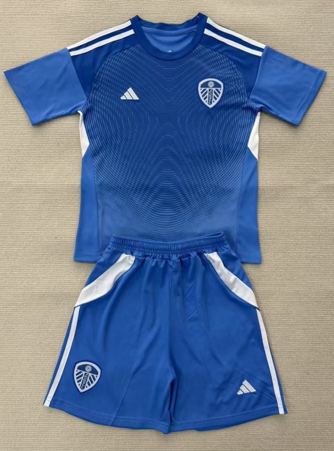 25-26 Leeds United Blue GoalKeeper Kids Soccer Jersey
