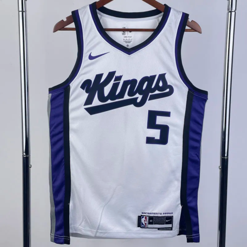 23-24 Kings FOX #5 White Top Quality Hot Pressing NBA Jersey