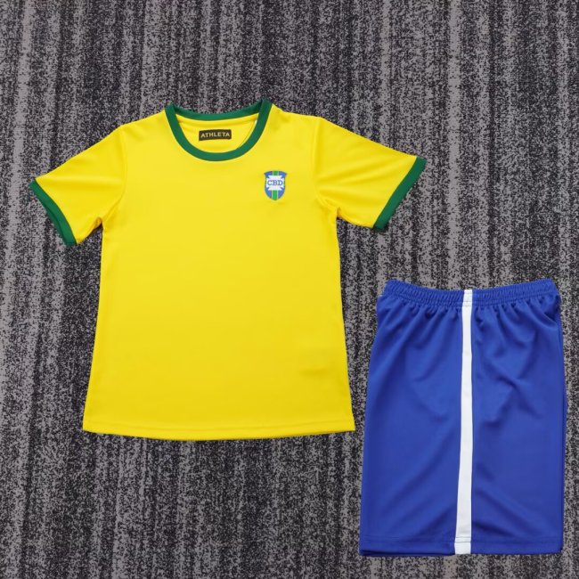 1970 Brazil Home Retro Kids Soccer Jersey