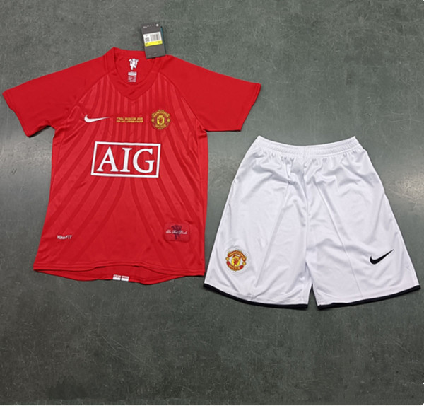 2007-2008 Man Utd Home Retro Kids Soccer Jersey