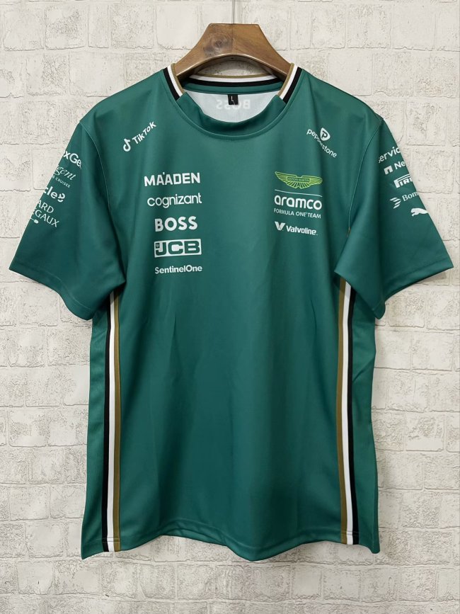 2025 F1 Aston New Pattern Short Sleeve Racing Suit(圆领,无号码)