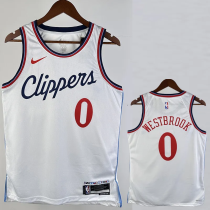 24-25 Clippers WESTBROOK #0 White City Edition Home Top Quality Hot Pressing NBA Jersey 24-25 Clippers WESTBROOK #0 White City Edition Home Top Quality Hot Pressing NBA Jersey