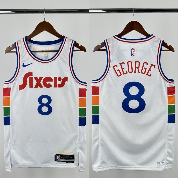 24-25 76ERS GEORGE #8 White City Edition Top Quality Hot Pressing NBA Jersey
