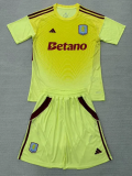 25-26 Aston Villa Yellow Goalkeeper Kids Soccer Jersey