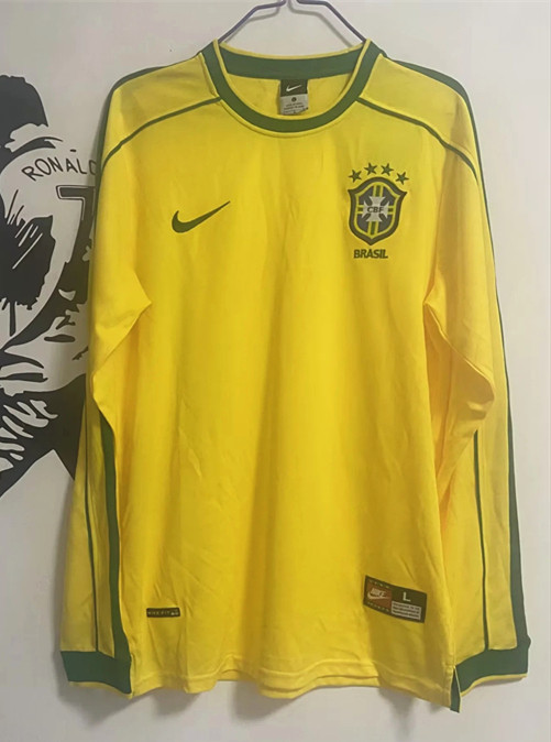 1998 Brazil Home Long sleeves Retro Soccer Jersey
