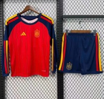 2026 World Cup Spain Home Long Sleeve Kids Soccer Jersey (长袖)