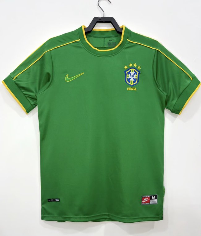 1998 Brazil Green Retro Soccer Jersey