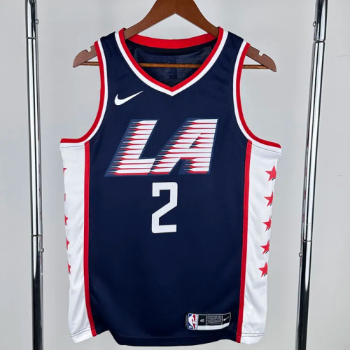 2018-19 Clippers LEONARD #2 Dark Blue City Edition Top Quality Hot Pressing NBA Jersey