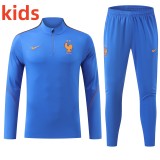 26-27   France High Quality Kids Half Pull Tracksuit
