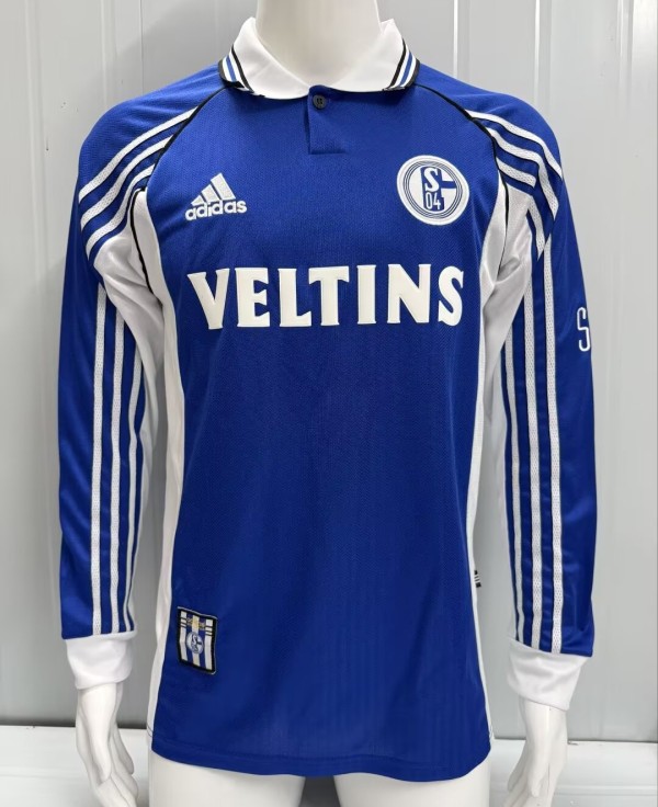 1998-2000 Schalke 04 Home Long Retro Soccer Jersey