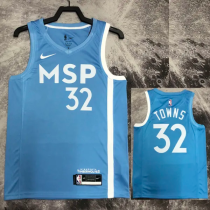 2019-20 Timberwolves TOWNS #32 Sky Blue Retro Top Quality Hot Pressing NBA Jersey 2019-20 Timberwolves TOWNS #32 Sky Blue Retro Top Quality Hot Pressing NBA Jersey