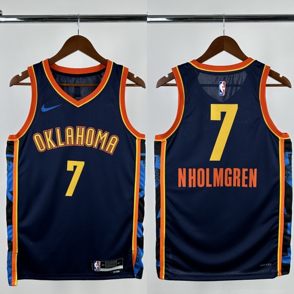24-25 OKC Thunder NHOLMGREN #7 Black City Edition Top Quality Hot Pressing NBA Jersey