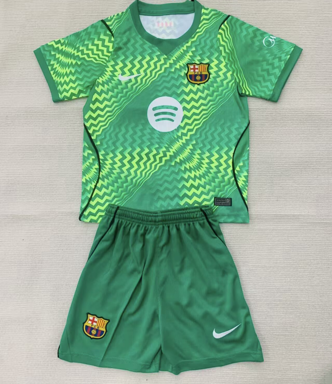 26-27 BAR Green Goalkeeper Kids Soccer Jersey