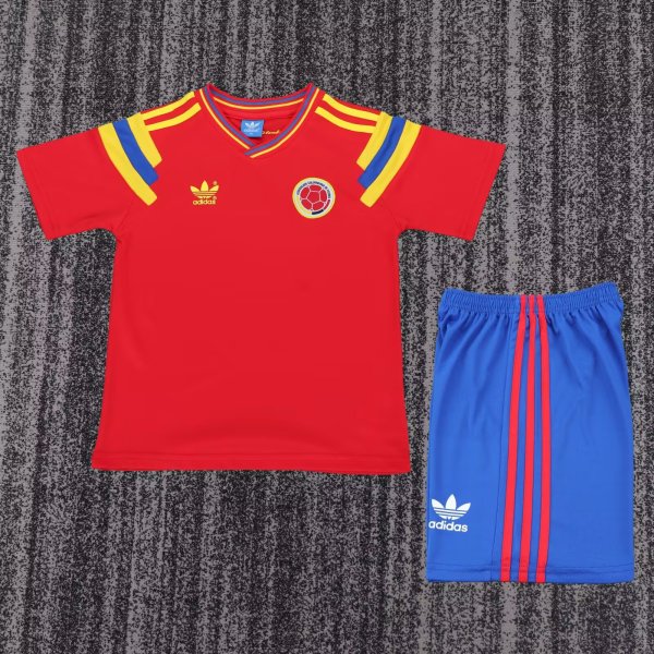 1990 Colombia Away Retro Kids Soccer Jersey