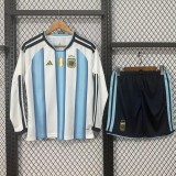 2026 World Cup Argentina Home Long Sleeve Kids Soccer Jersey (长袖)