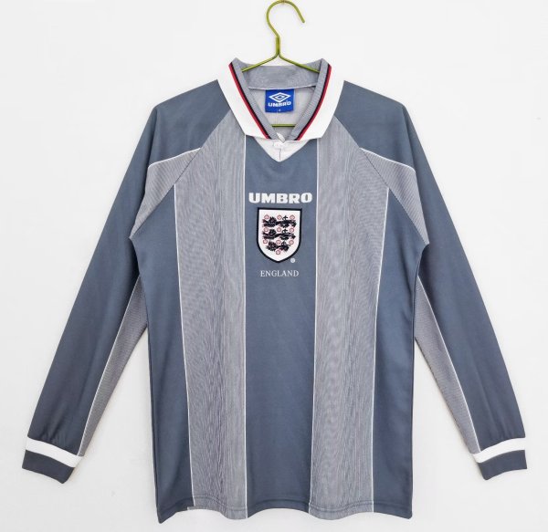 1996 England Retro Long sleeves Soccer Jersey