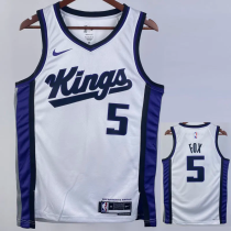 23-24 Kings FOX #5 White Top Quality Hot Pressing NBA Jersey 23-24 Kings FOX #5 White Top Quality Hot Pressing NBA Jersey