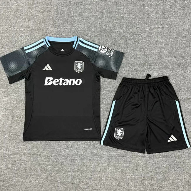 25-26 Aston Villa Away Kids Soccer Jersey *带广告