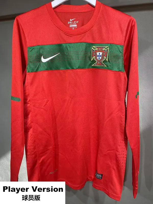 2010 Portugal Home Player Version Long Sleeve Retro Soccer Jersey 1:1 Thai Quality*长袖球员