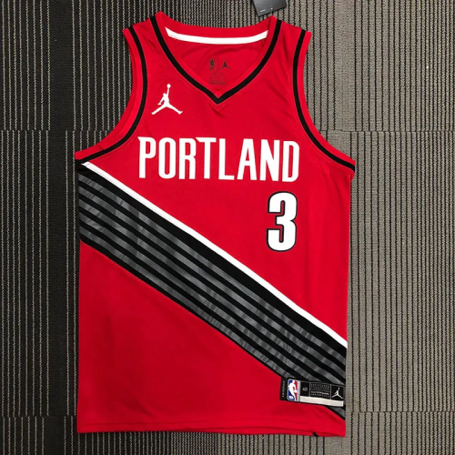 Trail Blazers McCOLLUM #３Jordan Red Top Quality Hot Pressing NBA Jersey