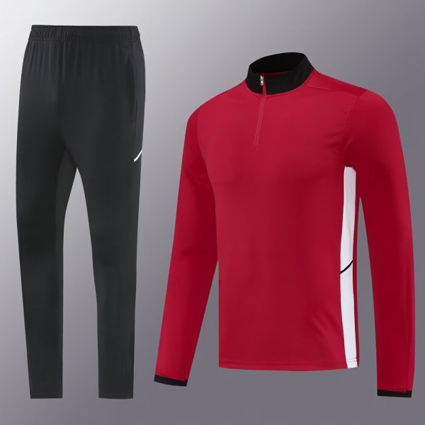 25-26 High Quality Half Pull Tracksuit— Red 红色