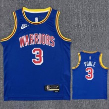 Warriors POOLE #3 Blue 75th Anniversary Retro NBA Jersey