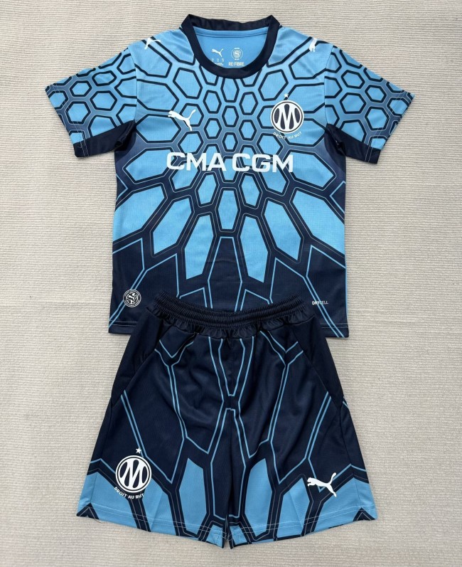 26-27 Marseille Blue GoalKeeper Kids Soccer Jersey