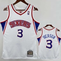 1996-1997 76ERS IVERSON #3 White Retro Top Quality Hot Pressing NBA Jersey