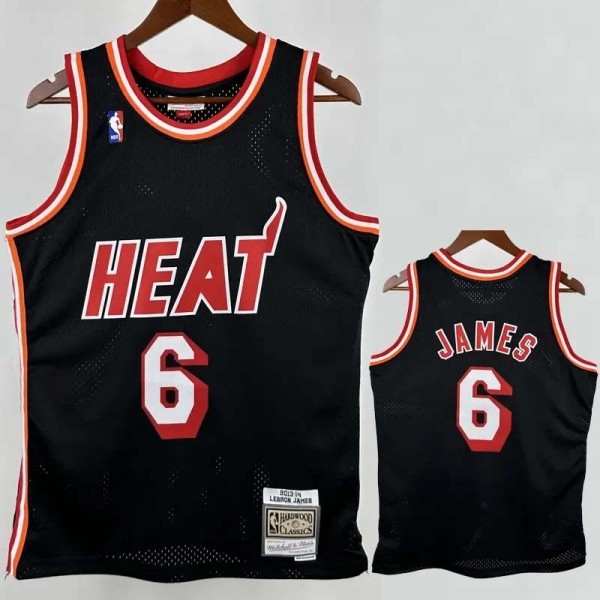 2013-2014 HEAT JAMES #6 Black Retro Top Quality Hot Pressing NBA Jersey