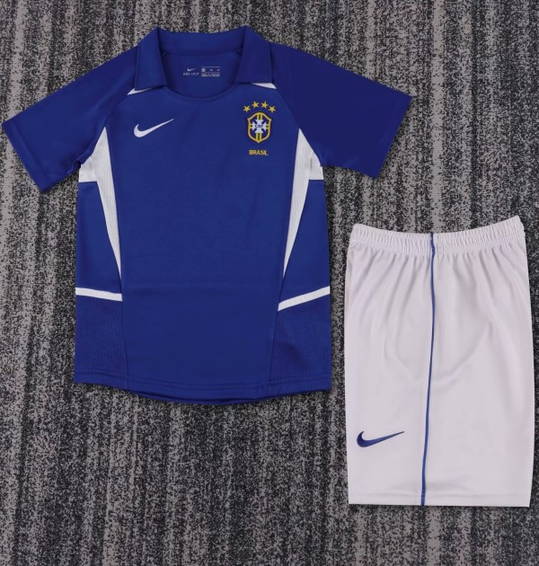 2002 Brazil Away Retro Kids Soccer Jersey