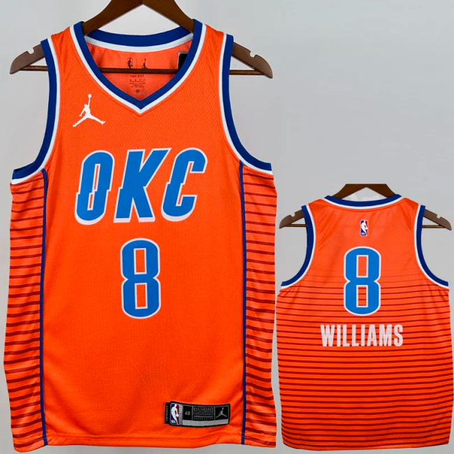 OKC Thunder WILLIAMS #8 Orange Top Quality Hot Pressing NBA Jersey (Trapeze Edition) 飞人版