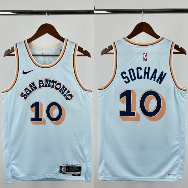 24-25 SA Spurs SOCHAN #10 Light blue City Edition Top Quality Hot Pressing NBA Jersey