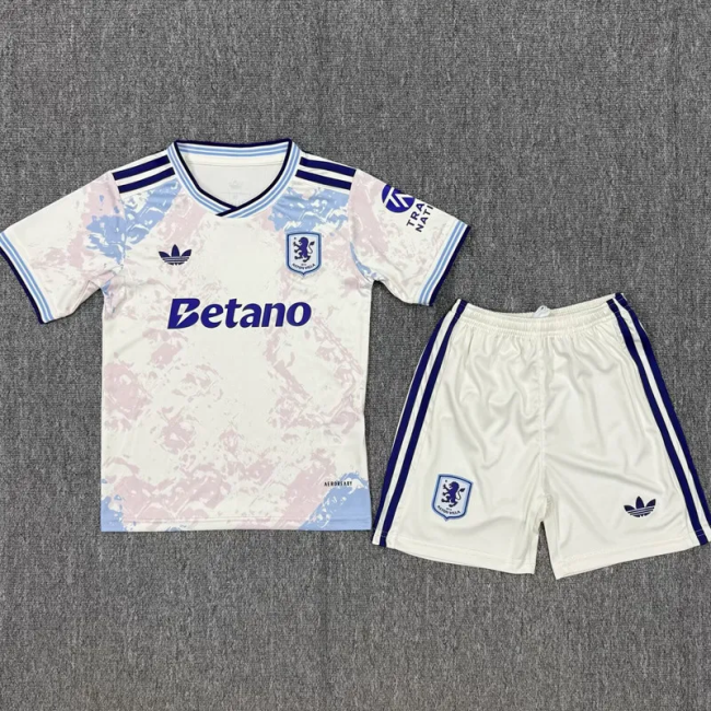25-26 Aston Villa Third Kids Soccer Jersey *带广告