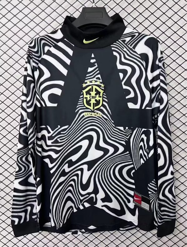 25-26 Brazil GoalKeeper Long sleeves Fans Soccer Jersey